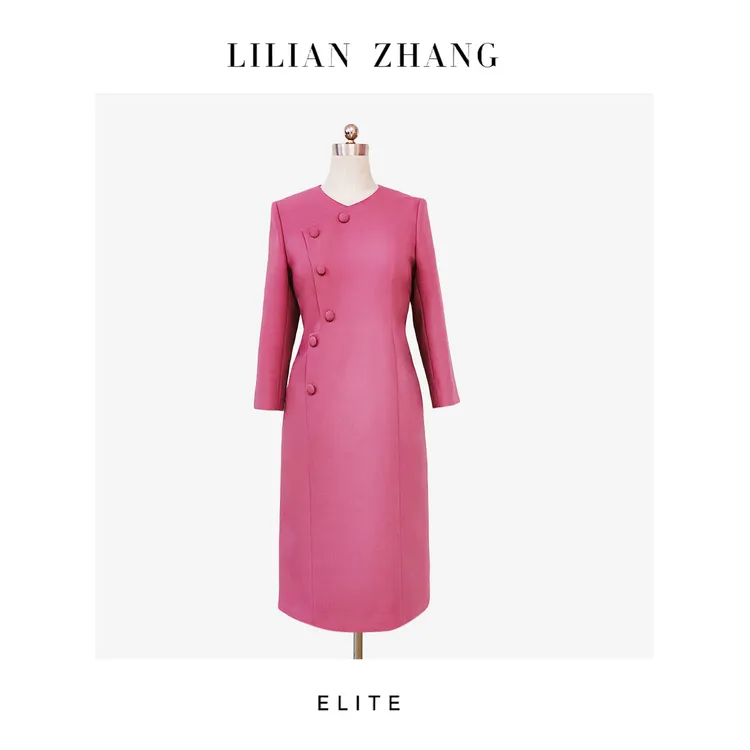E——“定制”—「东方意蕴」——“中式老钱”——复古风胭脂粉连衣裙 2401161