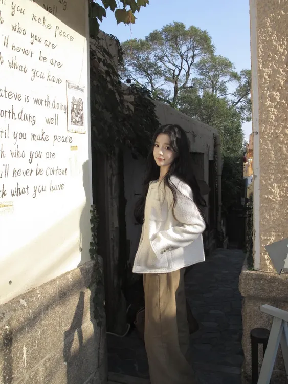 秋冬小香重工高级感编织粗花呢短款外套女宽松显瘦拖地长裤两件套