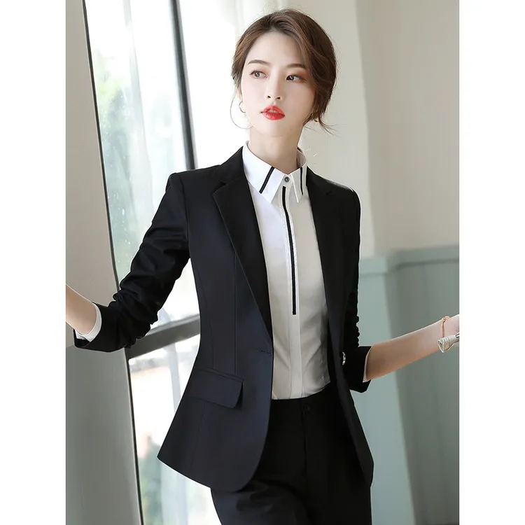 黑色西装外套女面试大学生正装2025新款春气质职业西服套装工作服