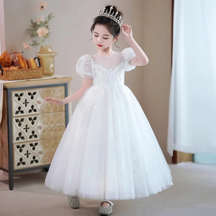 礼服夏季女童公主裙裙子高端洋气小花童生日走秀女童主持人礼服