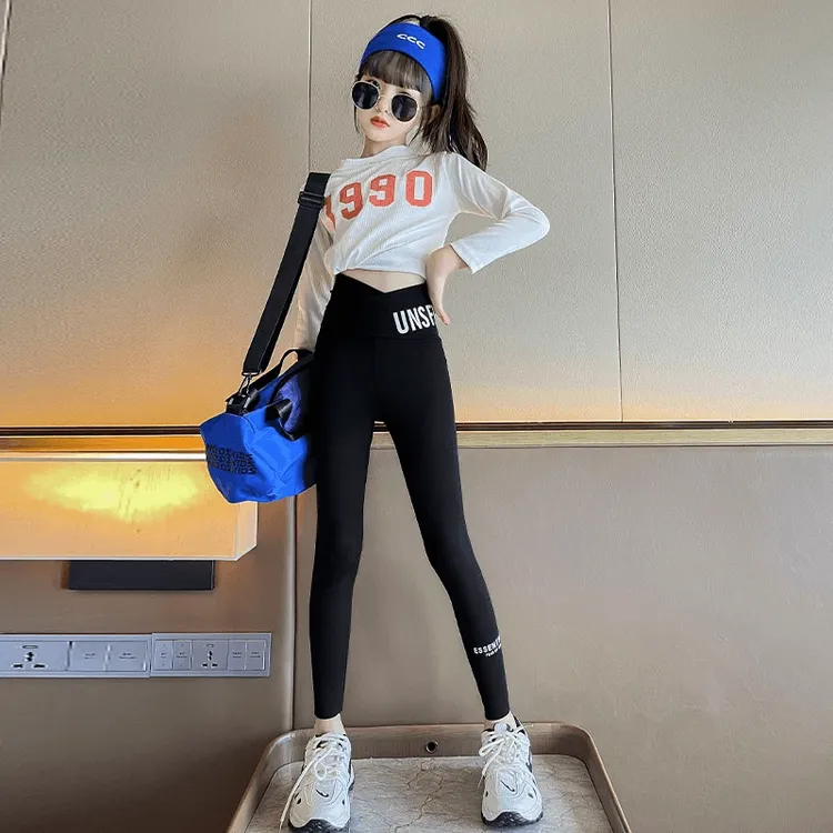 女童打底裤外穿新款儿童春秋鲨鱼裤女大童秋装修身瑜伽裤芭比裤子