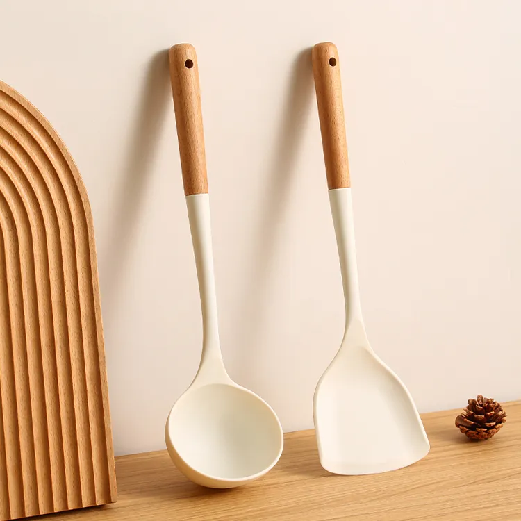 食品级硅胶锅铲不粘锅专用木把柄炒菜铲子家用汤勺盛汤耐热高温铲