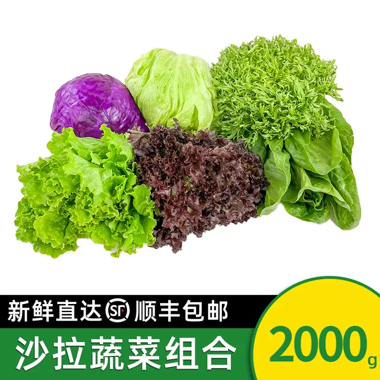 绿食者新鲜沙拉蔬菜组合4斤混合生菜色拉蔬菜西餐健身食用苦菊菜