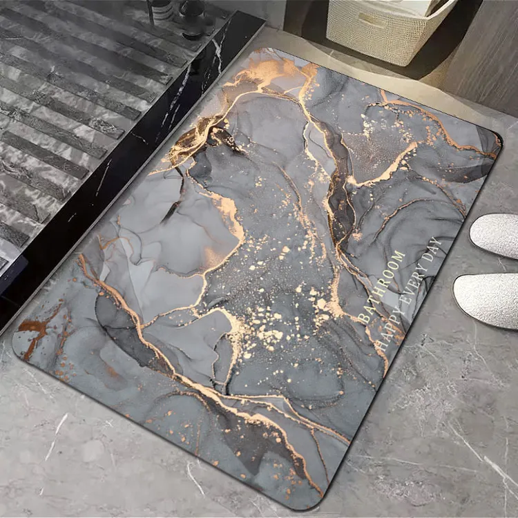 浴室速干软硅藻地垫简约吸水防滑橡胶脚垫厨房卫生间门口地垫门垫