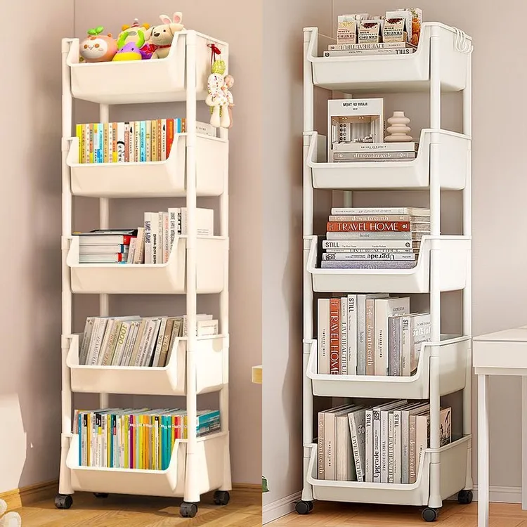 儿童书架书桌旁小推车收纳置物架办公室桌面宿舍可移动带滚轮落地