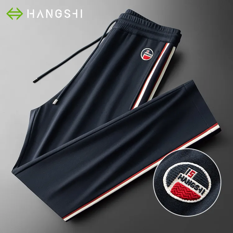 HARSIINCN/杭仕轻奢定制早秋薄款休闲裤透气刺绣男士大码直筒裤子