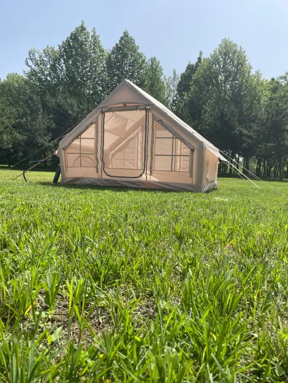 户外充气帐篷小屋420D加密牛津布加粗气柱双天窗加烟囱口防雨透气