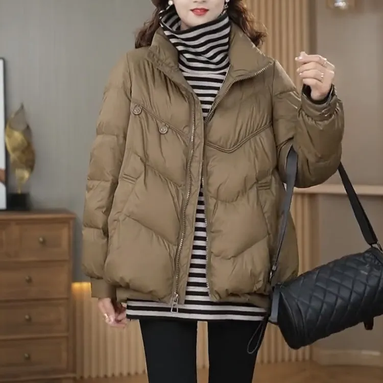 时尚休闲扣子短款羽绒服0308#