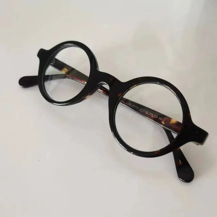 板材手工复古文艺眼镜椭圆小脸平光镜眼镜框玳瑁色可配近视老花