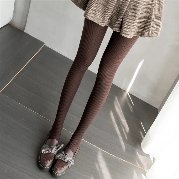 美拉德咖色连裤袜女款秋冬季羊绒保暖打底袜外穿加厚灰色打底裤子
