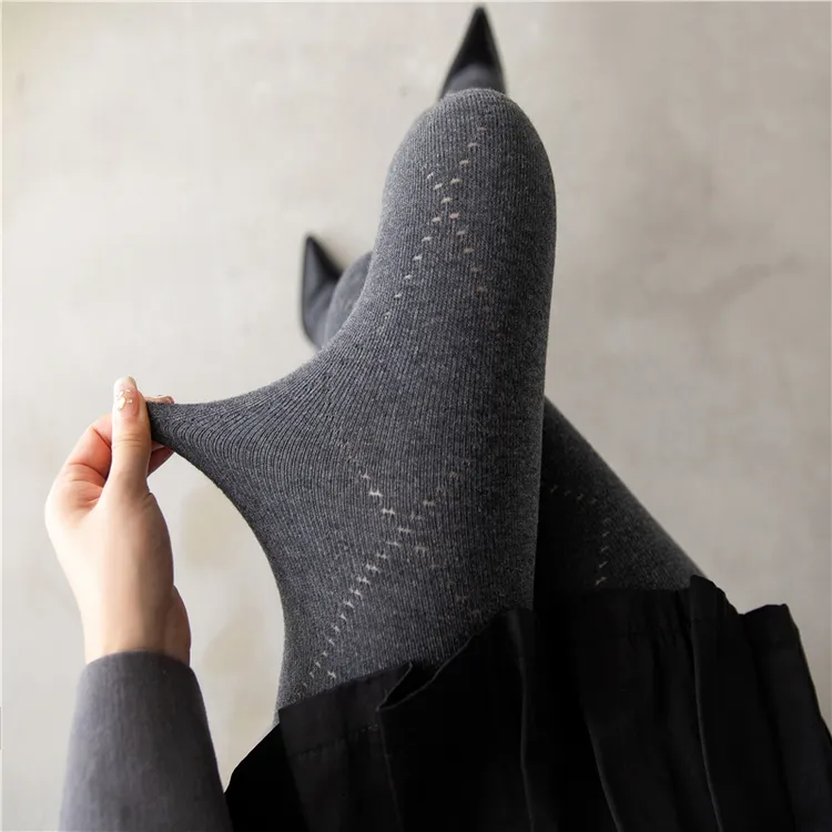 灰色打底裤女菱形格连裤袜秋冬加厚保暖白色裤子外穿咖啡色打底袜