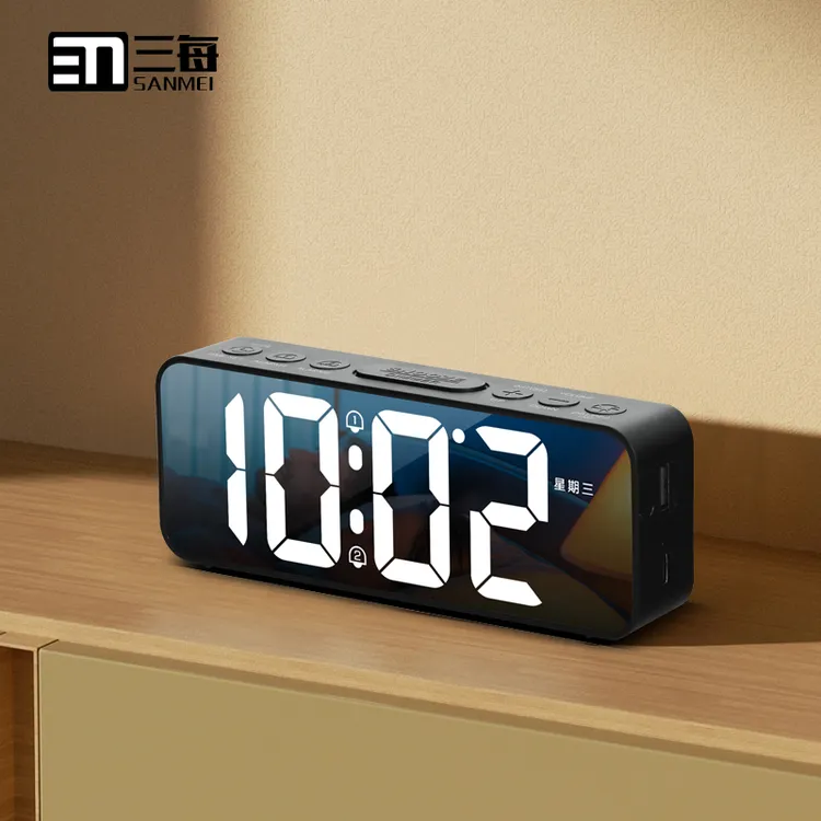 三每创意学生夜光显示屏闹钟床头钟LED数字2025简约卧室电池款M28