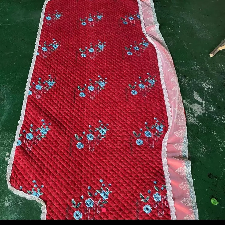 真雪尼尔工作台手工水晶绒避光垫，卧铺四季真雪尼尔垫子花边绗缝