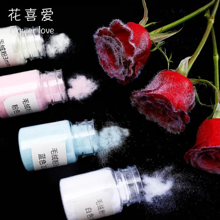 【圣诞主推】圣诞植绒飞雪毛绒玫瑰飘雪喷胶花束材料手工diy配件