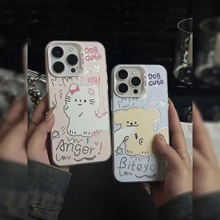 咬尾巴狗适用苹果8手机壳新款iPhone防摔彩银网红卡通可爱