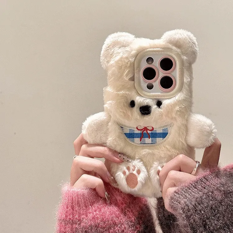 秋冬毛绒西高地狗狗适用苹果17promax手机壳iPhone14/16Pro新款13
