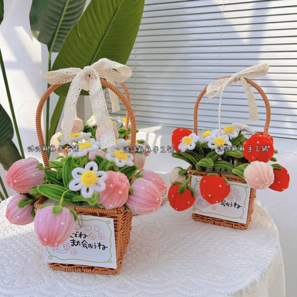 创意手工diy草莓手提花篮扭扭棒材料包生日礼物送女朋友闺蜜男生