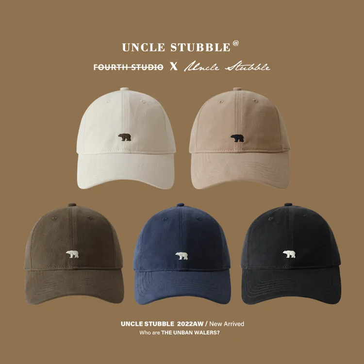 大头围北极熊ins百搭刺绣棒球帽宽檐显脸小帽子中性鸭舌帽男女