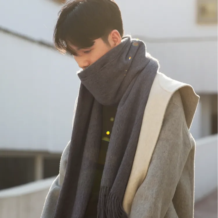 保暖男时尚韩版百搭简约纯色男士围巾秋高档生日礼物仿羊绒保暖女