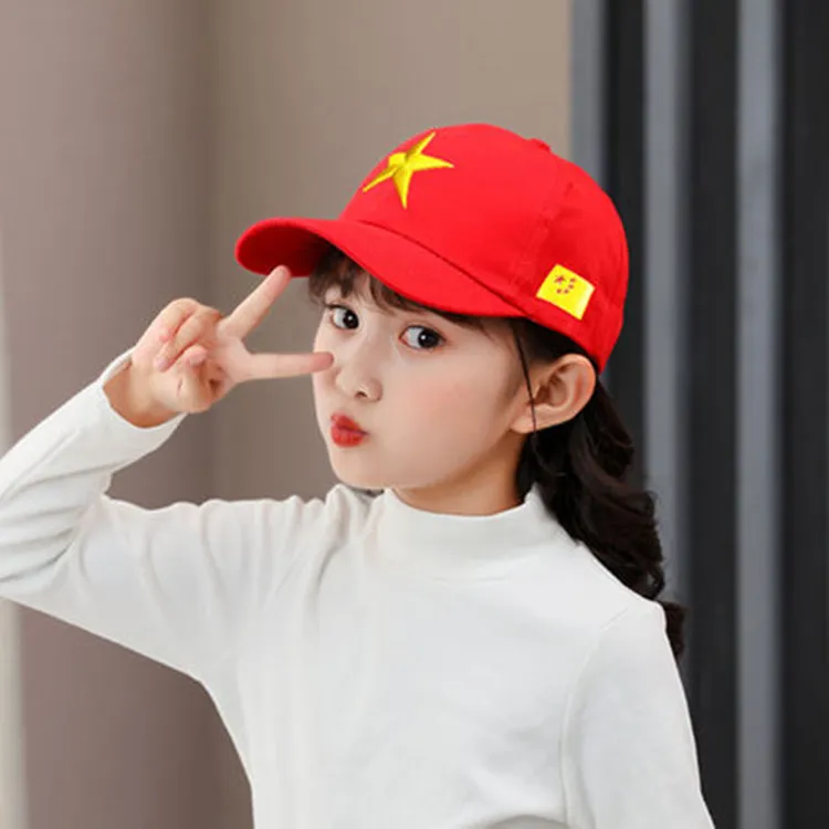 春秋冬款五角星儿童棒球帽红五星棉布宝宝鸭舌帽男童女童遮阳帽