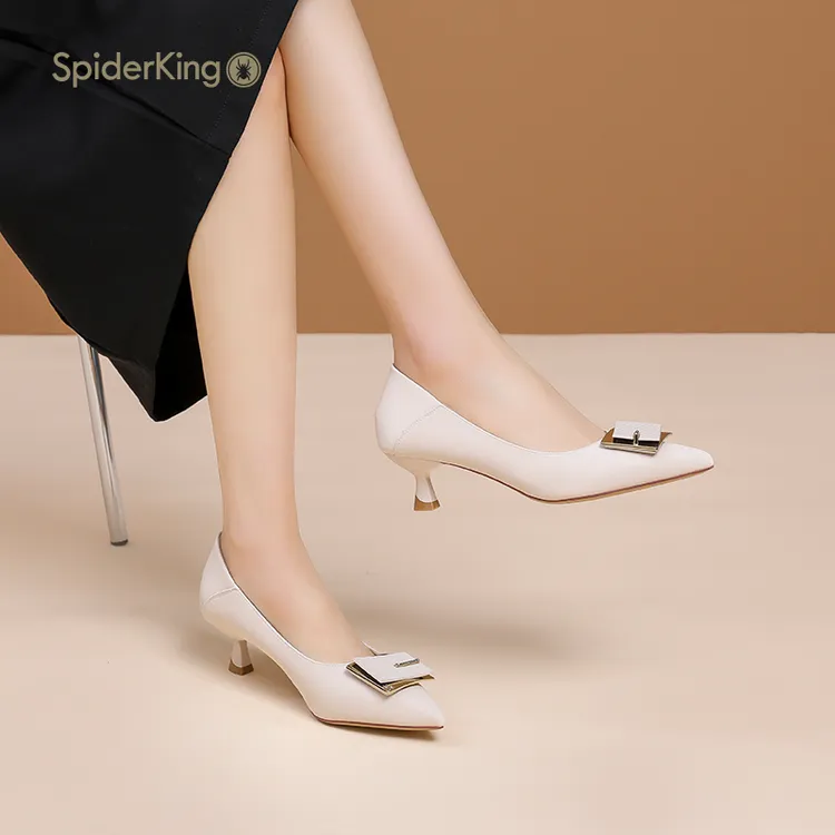 蜘蛛王女鞋新款2023爆款高跟鞋商务通勤上班裸色高跟鞋细跟女单鞋