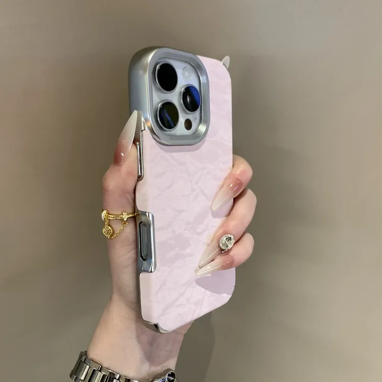 高级感冰川纹适用iPhone16手机壳苹果15pro绒布皮质14全包13时尚