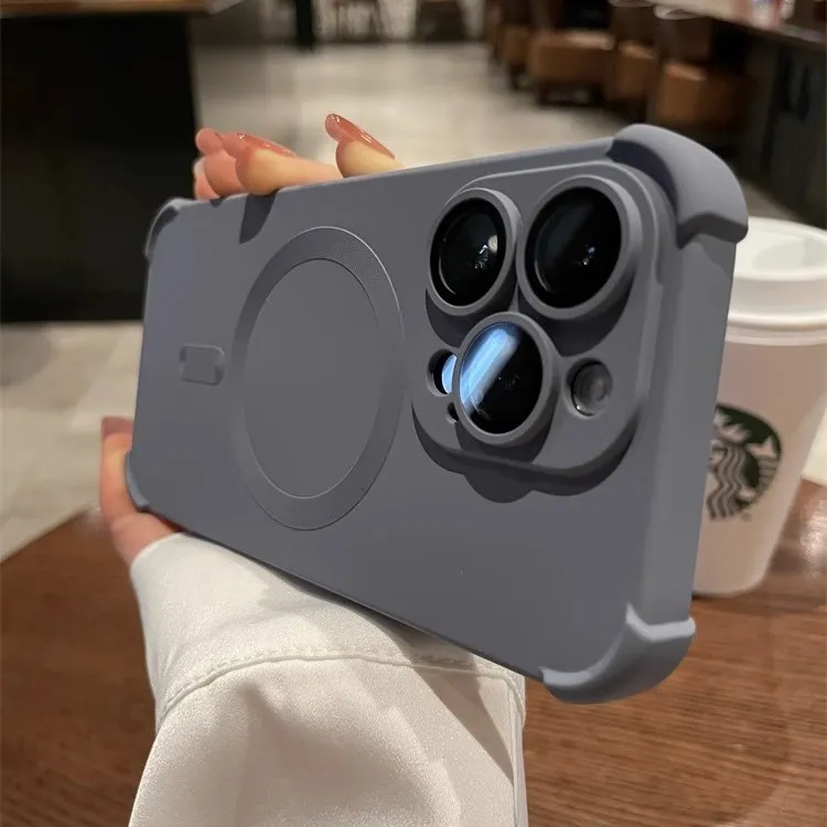 四角气囊iPhone17pro磁吸苹果16pro液态硅胶14镜头膜15简约保护套