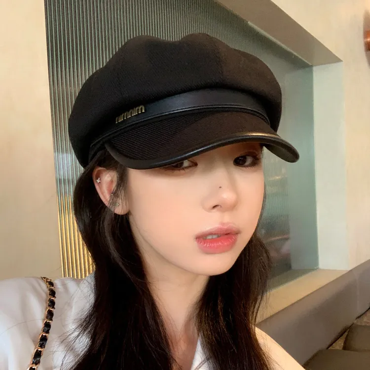 高级感春秋鸭舌帽女日系黑色休闲复古画家贝雷帽显脸小云朵八角帽