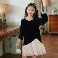 80444女童公主裙丝绒亮片礼服裙子氛围感洋气拼接网纱连衣裙儿童