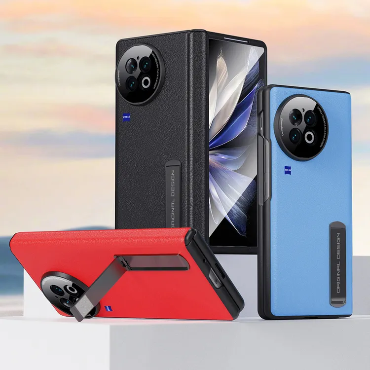 适用VIVOXFold2手机壳膜一体全包中轴保护头层真皮牛皮折叠保护套