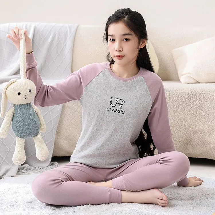儿童纯棉大码秋衣秋裤套装男孩女童长袖青少年内衣女大童睡衣秋冬