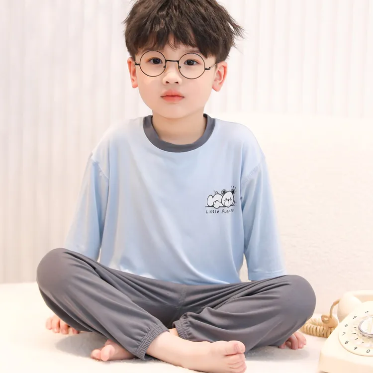 男童家居服套装夏季儿童款睡衣薄款莫代尔空调服宝宝小孩夏天童装