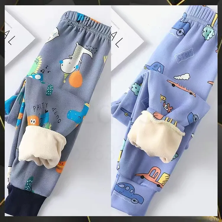 儿童保暖裤男童加厚加绒秋冬睡裤内穿宝宝绒裤打底女童薄绒中大童