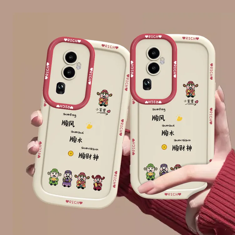 适用于OPPO Reno10Pro+顺水顺财神手机壳全包硅胶泡芙壳防摔女款