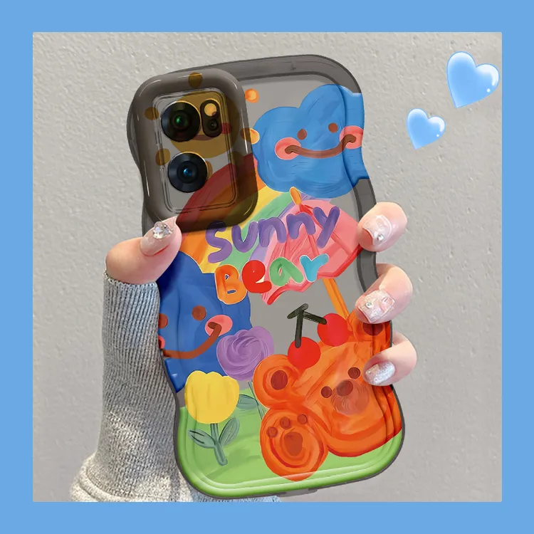 适用于OPPO Reno7晴朗小熊时尚手机壳双支架防摔全包硅胶软壳女款