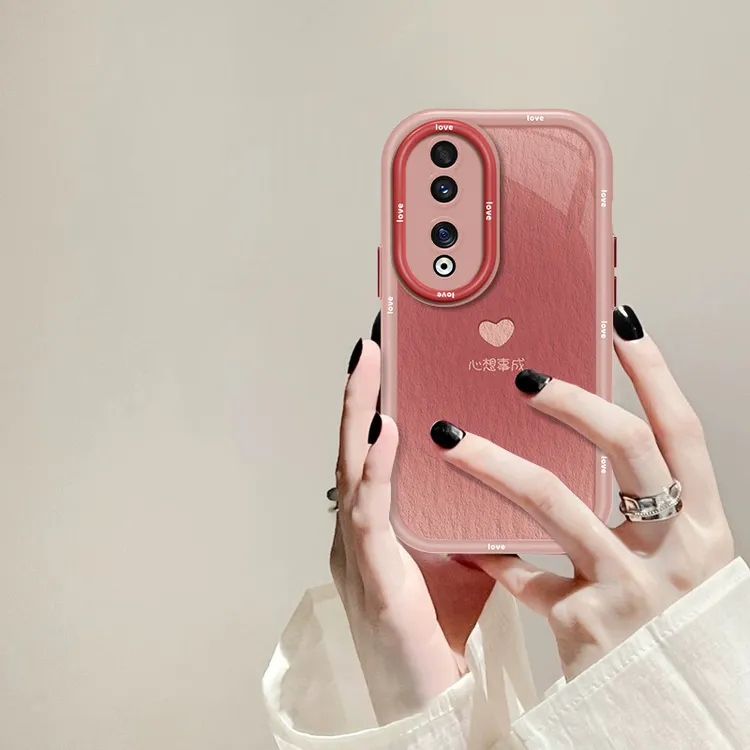 适用于华为荣耀90心想事成手机壳奶油硅胶全包防摔壳创意女款ins