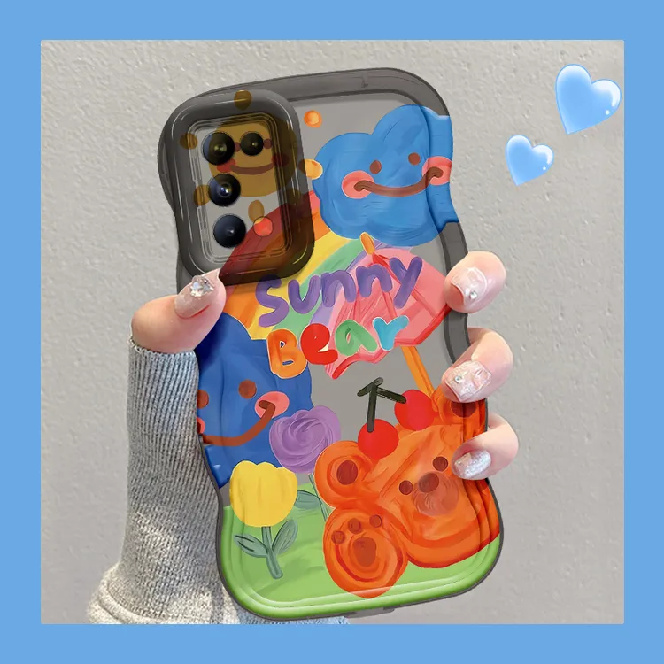 适用于OPPO Reno5Pro晴朗小熊手机壳双支架全包硅胶防摔软壳女款