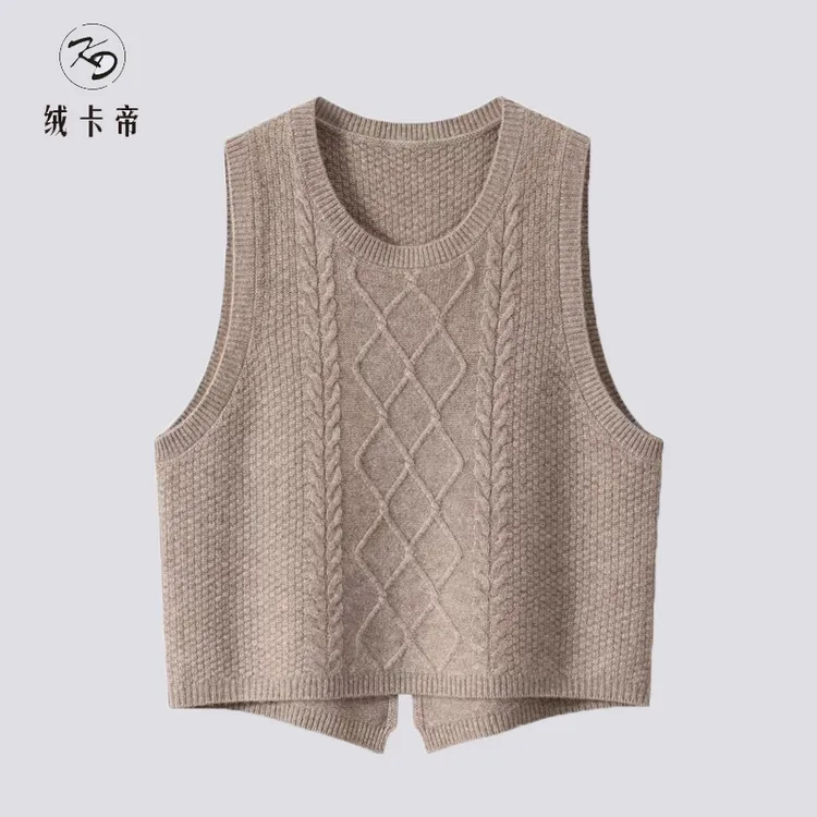 【粉丝专享】~秋冬款扭花女士圆领马甲针织无袖套头坎肩