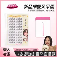 呆呆蛋上睫毛下睫毛困困头棕色胶水款燃梦假睫毛卷翘轻盈超细梗混