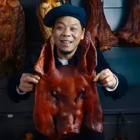 半边腊猪脸  宁乡八哥农家糠熏腊猪脸 健康