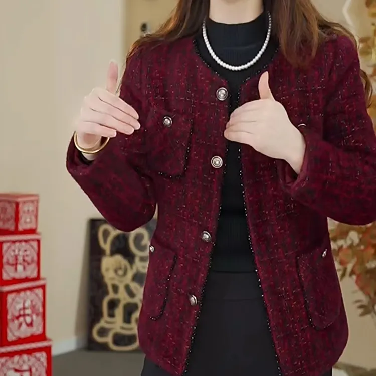 妈妈时尚小香风外套春秋2024新款40岁50中老年女春装洋气高贵上衣