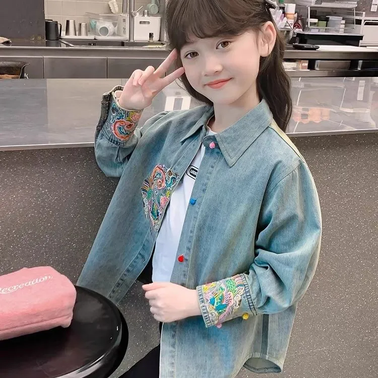 外套女童春秋款女童2024秋季新款国风衬衣时尚洋气爆款中大童儿童