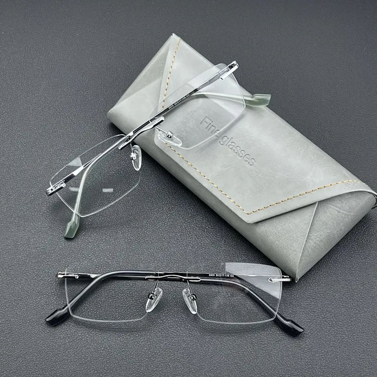 5805男士无框超轻眼镜可配度数防蓝光镜片网红近视镜纯钛ins