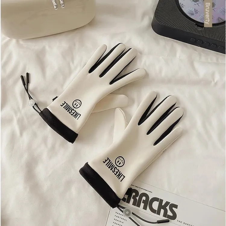 骑行手套女士春秋季薄款加绒防风防寒防滑触屏电动车冬天保暖骑车