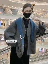 【小乔定制】冬日恋岛~新款韩系简约气质宽松慵懒风羊毛上衣外套