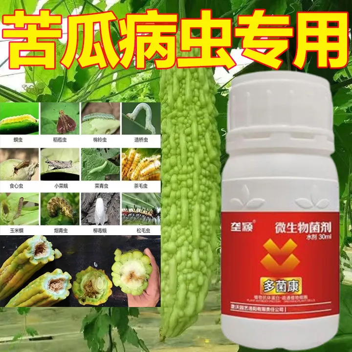 苦瓜防虫害防病毒病钻心虫瓜实蝇蚜虫苦瓜黄叶病专用水溶叶面肥料
