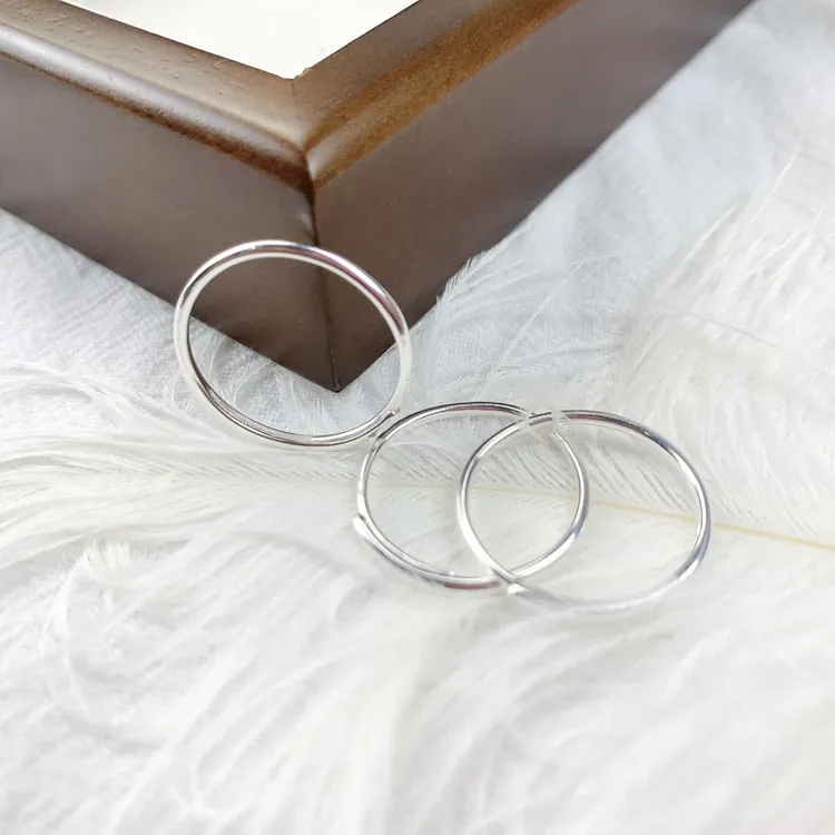 足银戒指 纯银素圈戒指开口可调节银戒可叠戴简约圆圈女气质时尚