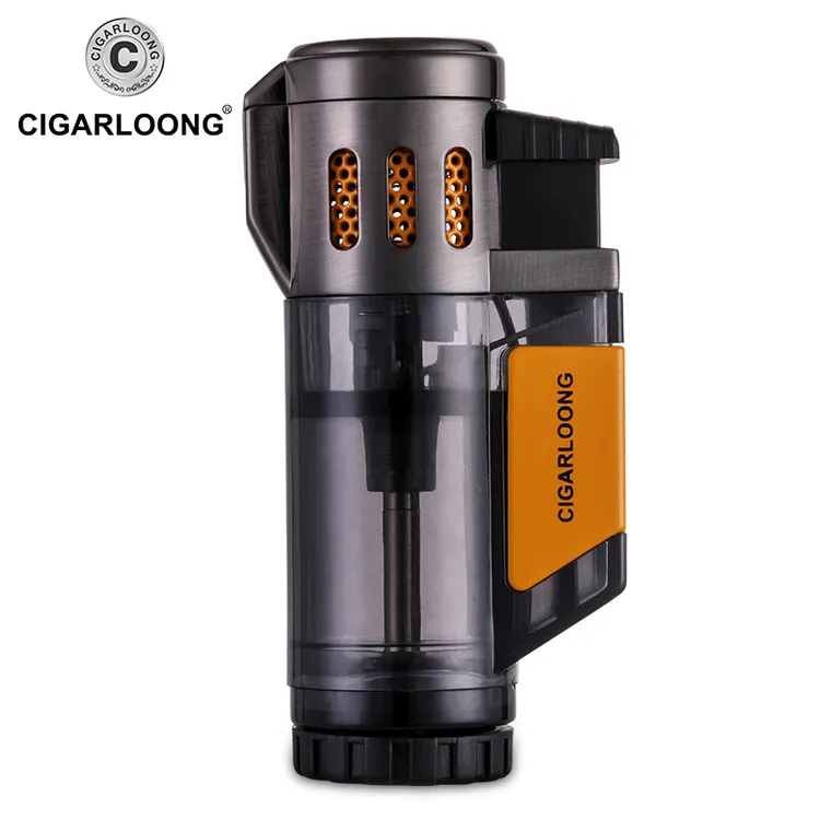CIGARLOONG茄龍雪茄打火机磨砂防风蓝焰打火机创意三管直充点烟器