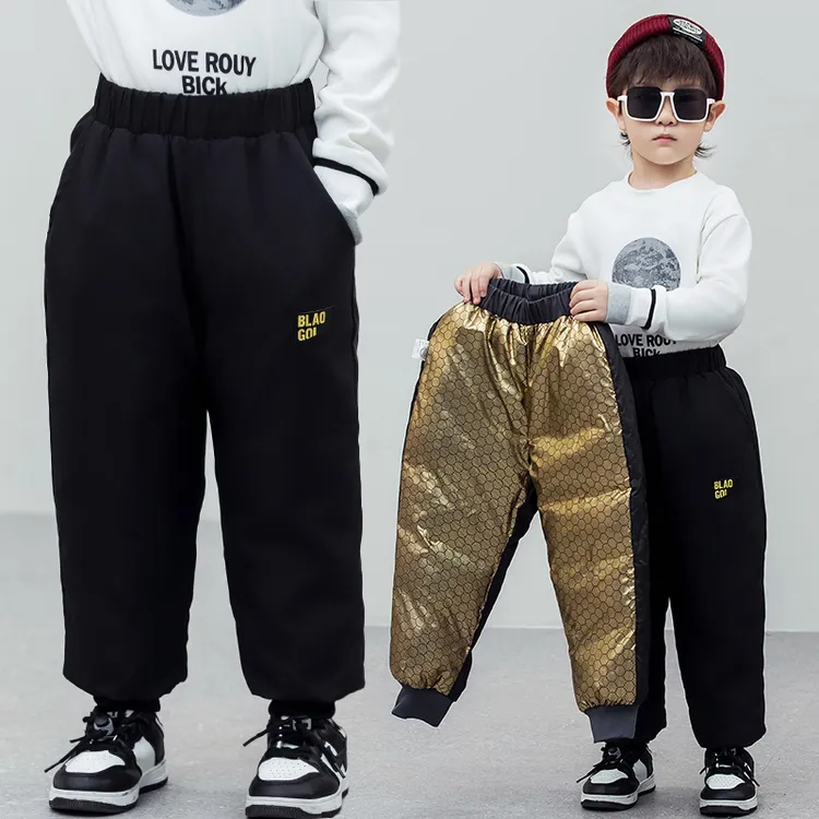 儿童绒丝羽丝宝宝外穿新款冬季加厚男女童洋气保暖裤小中大童加厚