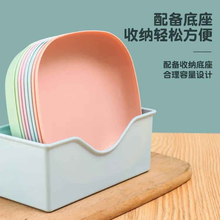 【10个装+底座】吐骨碟家用水果塑料盘日式盘子加深小吃碟